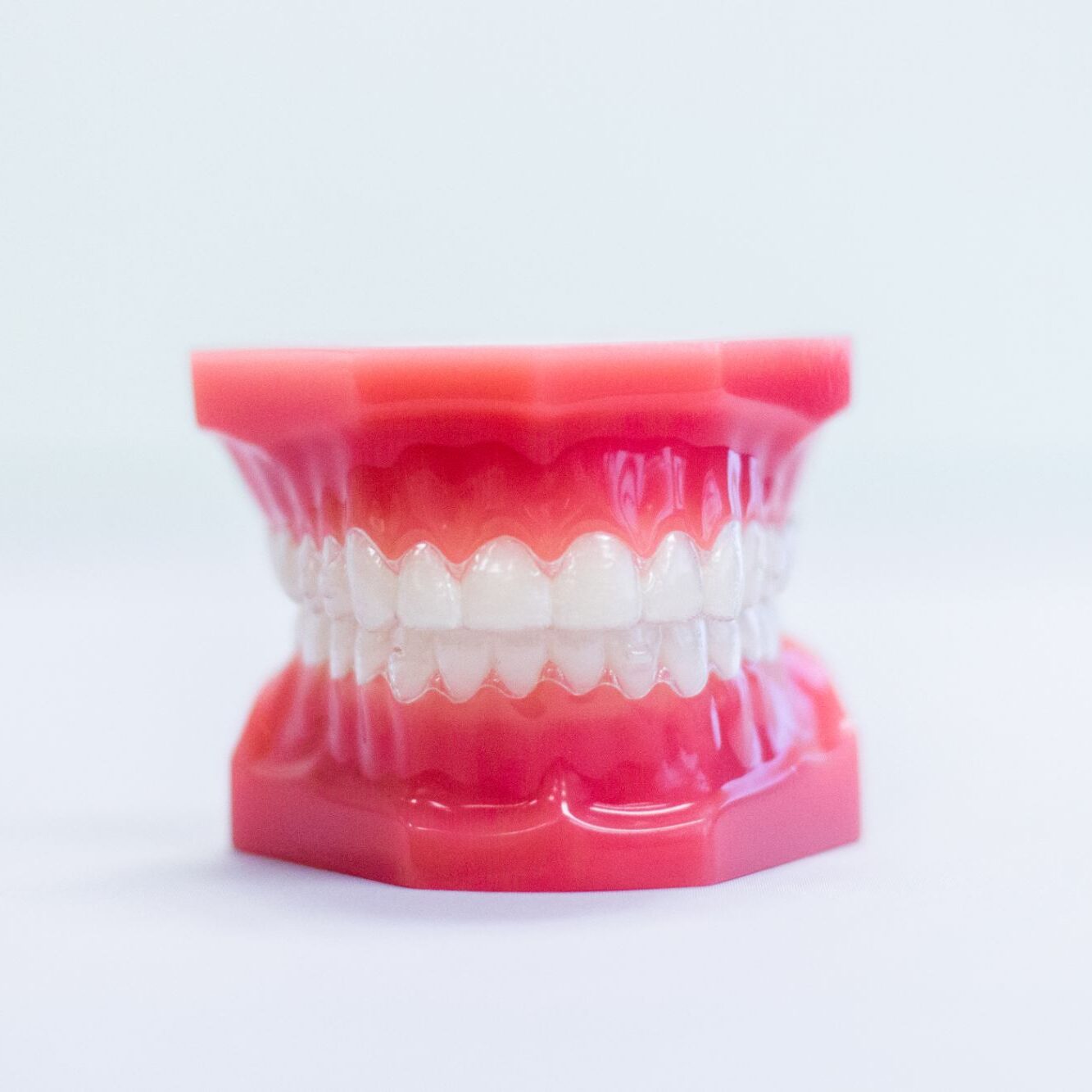 Invisalign aligners on a teeth mold
